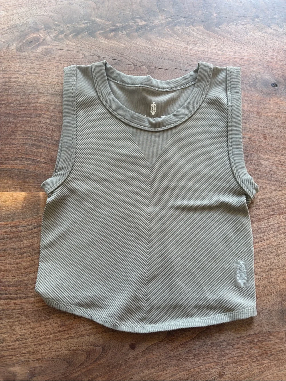 FP Movement by Free People Olive Green Ribbed Tank Top